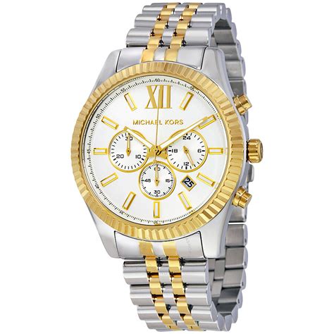 michael kors men's lexington two tone watch mk8344|Michael Kors chronograph white dial.